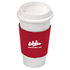 DA7437-NYC PLASTIC CUP WITH NEOPRENE SLEEVE-White cup with Red sleeve
